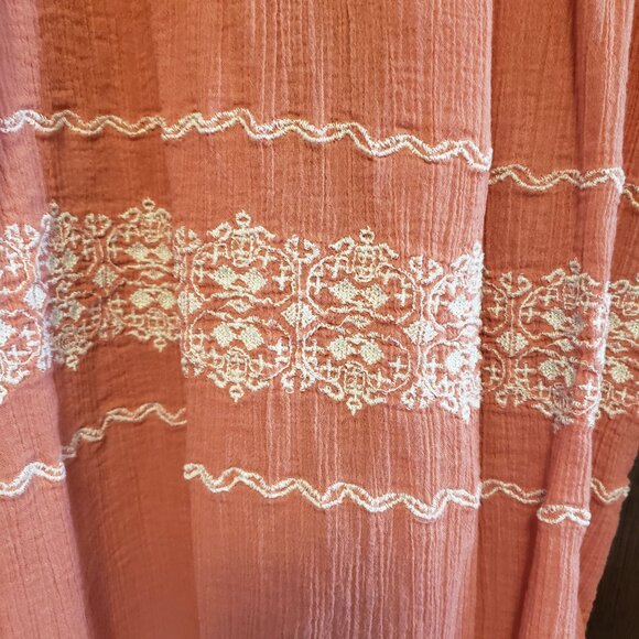 Chaps Cotton Gauze Embroidered Boho Peasant Blouse - Picture 4 of 6